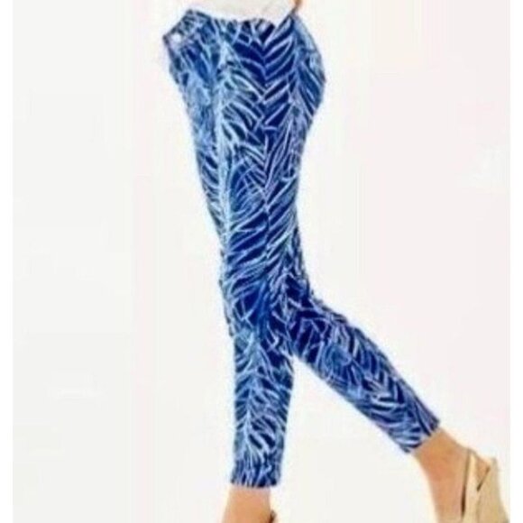 Boho Cottagecore Hippy Abstract South Ocean Twilight Blue Early Riser Pant 00 - Picture 2 of 15